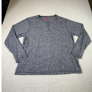 Bruno Milano Men XL Gray Space Dye Long Sleeve Henley Comfort Soft Knit Pullover